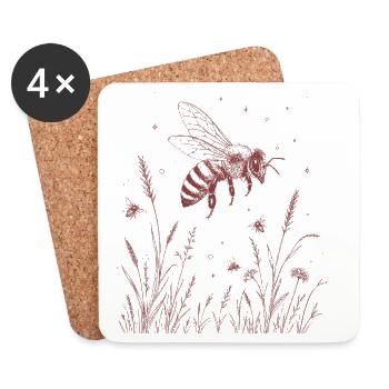 Meadow with bee - Coasters (set of 4) - white - Front