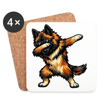 Dabbing Tervueren in comic style - Coasters (set of 4) - white - Front