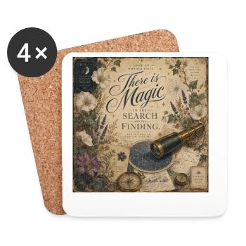 There Is Magic Telescope Poster Nostalgia Decoration - Coasters (set of 4) - white - Front