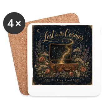 Lost in the Cosmos Vintage Poster Starry Sky - Coasters (set of 4) - white - Front