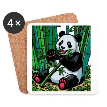 Panda im Bambuswald – Knallige Farben - Untersetzer (4er-Set) - Weiß - Vorne