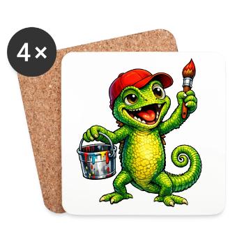 Chameleon with color - Coasters (set of 4) - white - Front