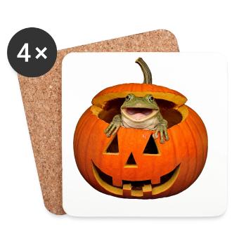 Halloween Frog in Pumpkin T-Shirt Funny - Coasters (set of 4) - white - Front