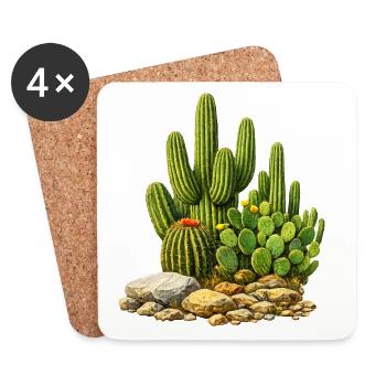 Cacti with flowers - Coasters (set of 4) - white - Front