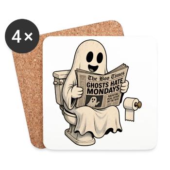Ghost Hates Montage Halloween Humor T-Shirt Decal - Coasters (set of 4) - white - Front