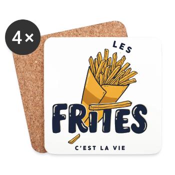 Frites – Les Frites, C’est la Vie - Dessous de verre (lot de 4) - blanc - Devant
