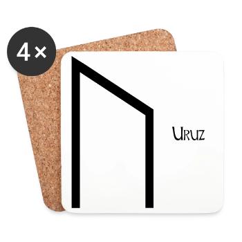 Rune Uruz nommée Black – Viking Futhark - Dessous de verre (lot de 4) - blanc - Devant
