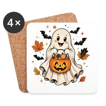 Petite Chemise Feuillage d’Automne Feuillage Halloween - Dessous de verre (lot de 4) - blanc - Devant