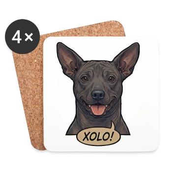 Xoloitzcuintli Dog Rétro Vintage Comic Design - Dessous de verre (lot de 4) - blanc - Devant