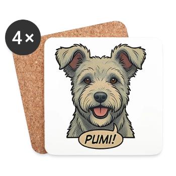 Pumi Retro Vintage Comic Hungarian Shepherd Dog - Coasters (set of 4) - white - Front