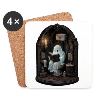 Ghost On Toilet T-Shirt Halloween Book - Coasters (set of 4) - white - Front
