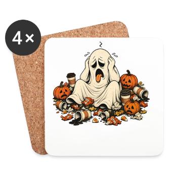 Halloween Gespenst Kaffee Kissen für Morgenmuffel - Dessous de verre (lot de 4) - blanc - Devant