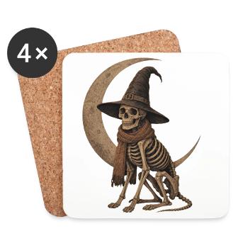 Décoration d’Halloween avec un sweat à capuche squelette sorcière sorcière - Dessous de verre (lot de 4) - blanc - Devant