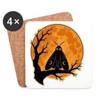 Mothman Moth Full Moon T-Shirt Halloween Vintage - Dessous de verre (lot de 4) - blanc - Devant