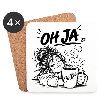 Coffee Oh Yes Cartoon - Coasters (set of 4) - white - Front