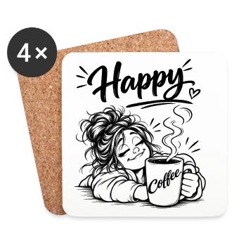 Coffee makes me happy - Coasters (set of 4) - white - Front