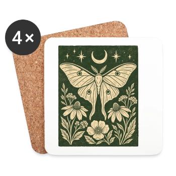 Mystic Butterfly Moon Flowers Vintage Nature - Coasters (set of 4) - white - Front