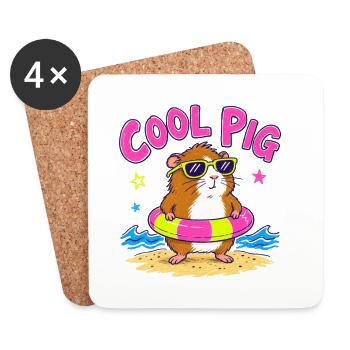 Cool Guinea Pig Sunglasses Summer Fun - Coasters (set of 4) - white - Front