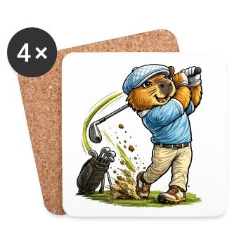 Sweet capybara at golf - Coasters (set of 4) - white - Front