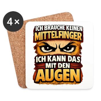 Augen statt Mittelfinger Spruch - Untersetzer (4er-Set) - Weiß - Vorne