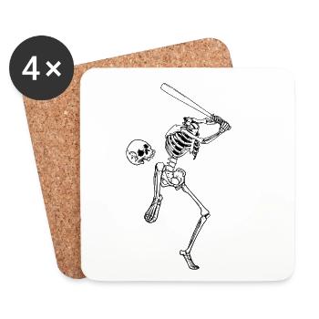 Baseball Fan Humor Macabre Skeleton - Coasters (set of 4) - white - Front
