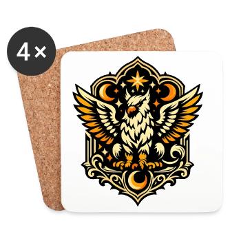 Night Star Owl Crest - Coasters (set of 4) - white - Front