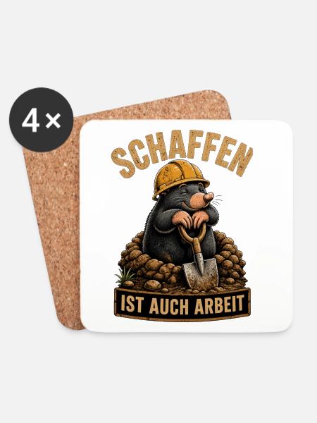 Maulwurf beim schaffen Humor Arbeit - Untersetzer (4er-Set) - Weiß