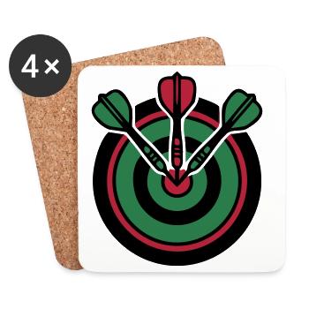 Dartboard Pfeile Logo - Untersetzer (4er-Set) - Weiß - Vorne