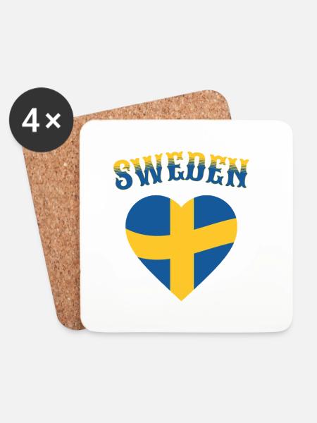 Sweden Heart Flag Retro - Untersetzer (4er-Set) - Weiß