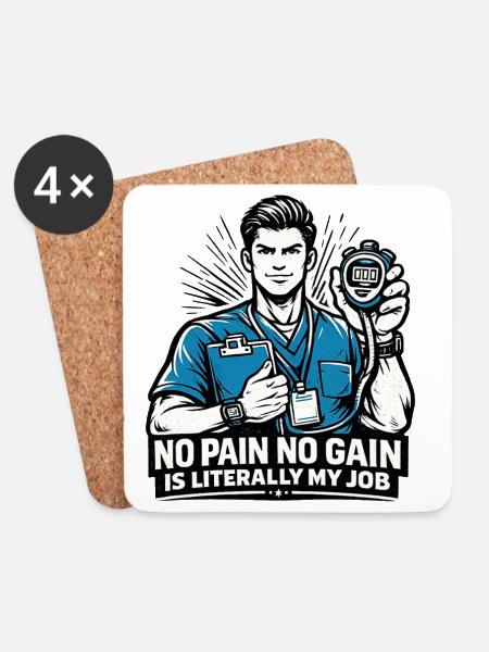 No Pain No Gain Ist Mein Job PT Design - Untersetzer (4er-Set) - Weiß