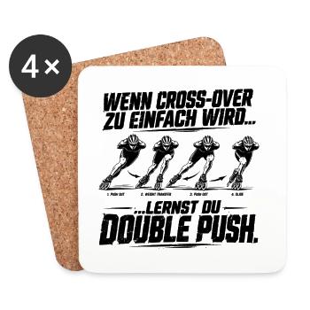 Double Push Speedskating Technik - Untersetzer (4er-Set) - Weiß - Vorne