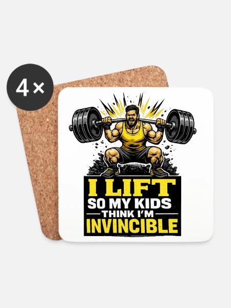 Unbesiegbarer Gym Dad Kraftmotiv für Väter - Untersetzer (4er-Set) - Weiß