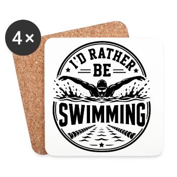 Schwimmer schwimmen Pool-fun Schwimm - Untersetzer (4er-Set) - Weiß - Vorne