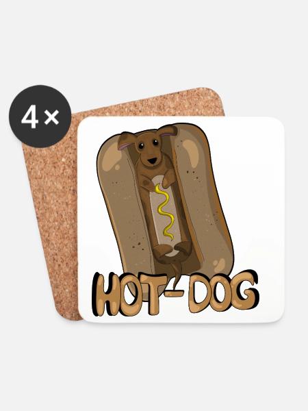 Hot-Dog - Untersetzer (4er-Set) - Weiß