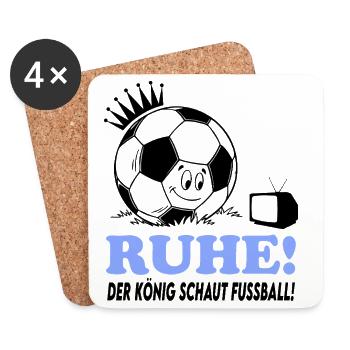 Ruhe Der König schaut guckt Fußball Fußballfan - Untersetzer (4er-Set) - Weiß - Vorne