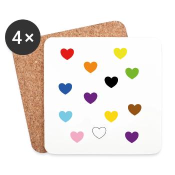 Rainbow Hearts – Inklusive Pride-Farben - Untersetzer (4er-Set) - Weiß - Vorne