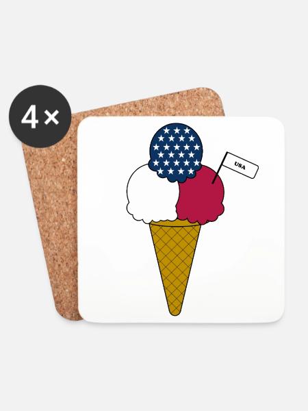 USA flag cream Eiscreme - Untersetzer (4er-Set) - Weiß