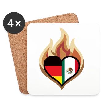 Flammenherz Deutschland Mexiko - Untersetzer (4er-Set) - Weiß - Vorne