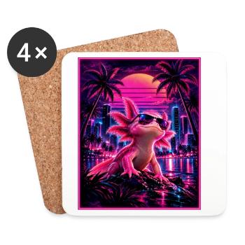 Retro Synthwave Axolotl – 80er Neon Design - Untersetzer (4er-Set) - Weiß - Vorne