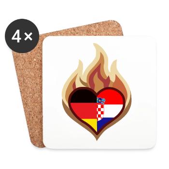Flammenherz Deutschland Kroatien - Untersetzer (4er-Set) - Weiß - Vorne