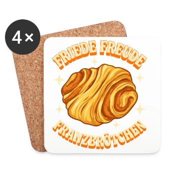 Friede Freude Franzbrötchen - Hamburg Gebäck - Untersetzer (4er-Set) - Weiß - Vorne