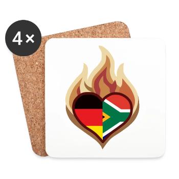 Germany South Africa Flag Heart on Fire - Untersetzer (4er-Set) - Weiß - Vorne