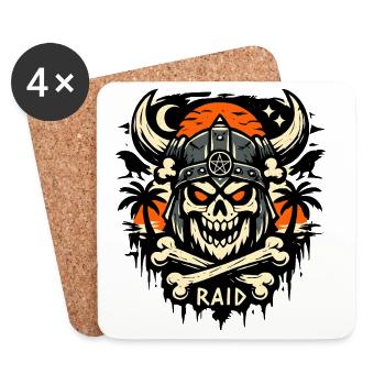 Schädel Raid Helm Symbolik - Untersetzer (4er-Set) - Weiß - Vorne