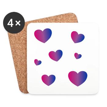 Bi Pride Herzen - Untersetzer (4er-Set) - Weiß - Vorne