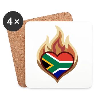 Southafrica Heart on Fire - Untersetzer (4er-Set) - Weiß - Vorne