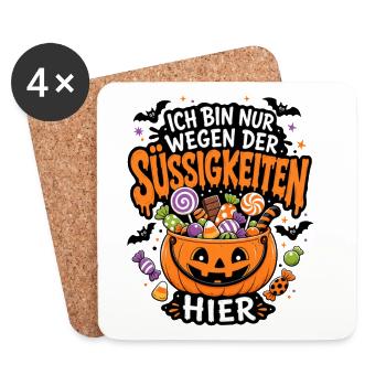 Ich bin nur wegen der Süßigkeiten hier Halloween - Untersetzer (4er-Set) - Weiß - Vorne