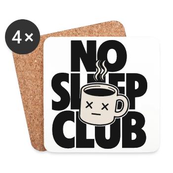 No Sleep Club – Müde Kaffeetasse - Untersetzer (4er-Set) - Weiß - Vorne