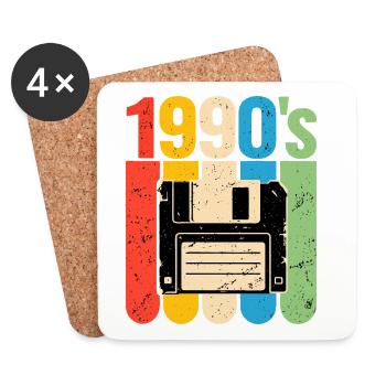 1990er Retro Computer Nostalgie mit Diskette - Untersetzer (4er-Set) - Weiß - Vorne