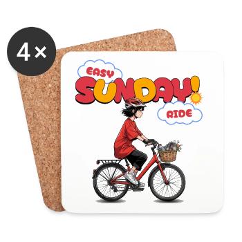 Easy Sunday Ride Fahrrad Anime Mädchen Geschenk - Untersetzer (4er-Set) - Weiß - Vorne