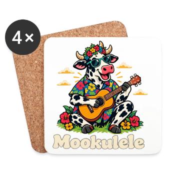 Mookulele lustige Kuh spielt Ukulele-Musiker - Untersetzer (4er-Set) - Weiß - Vorne